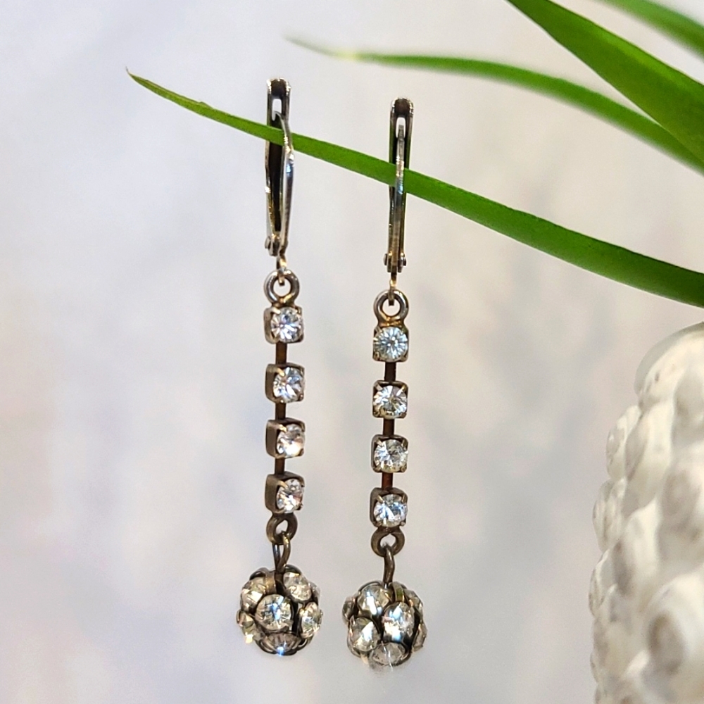 Rhinestone Ball Dangle Earrings